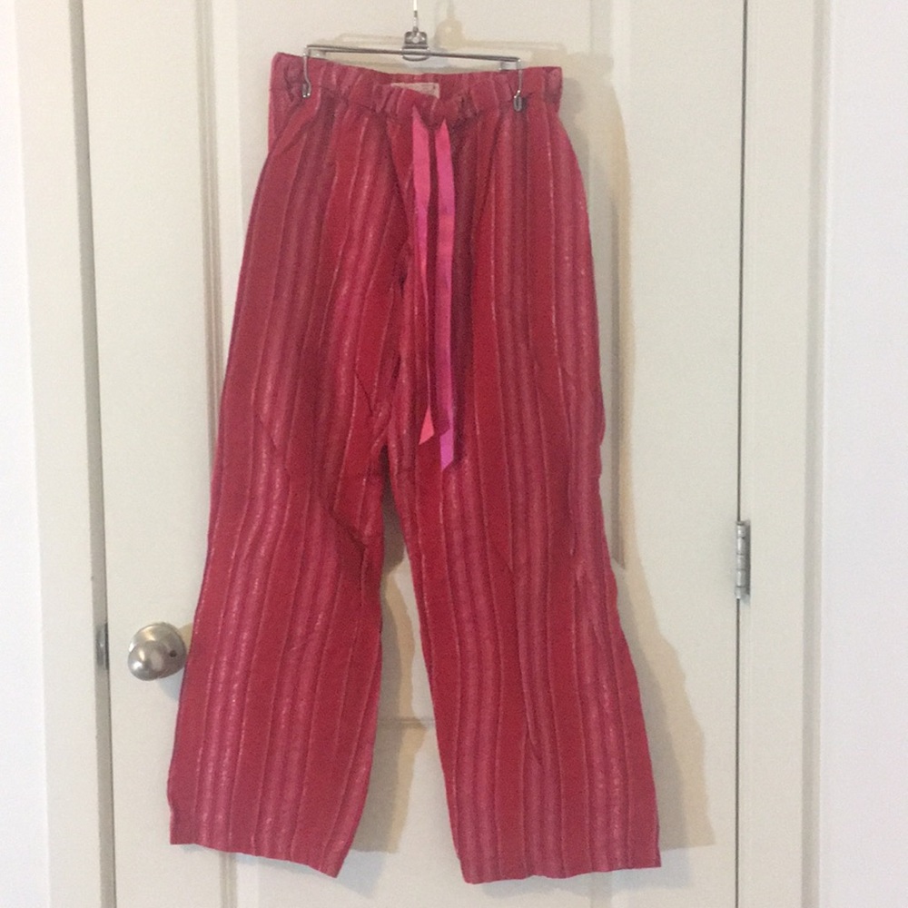 Red and pink pajama pants
